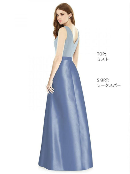 D754 サテンツイル バイカラー ブライズメイド ロングドレス 41色 【結婚式 ブライズメイド アッシャー オーダーメイド】