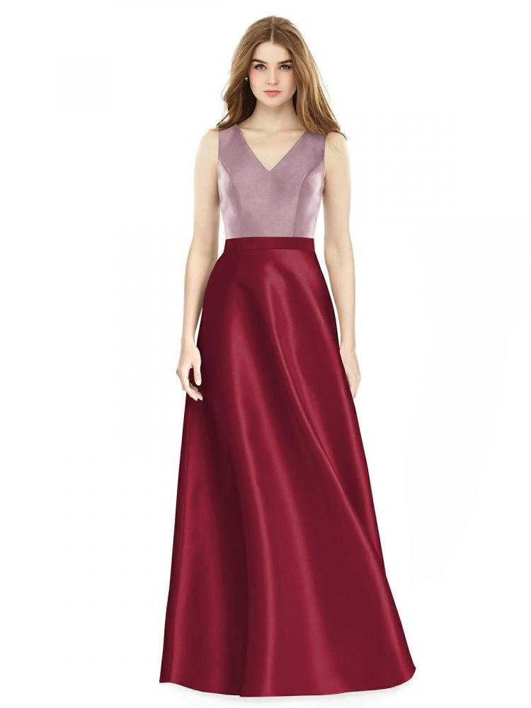 D754 サテンツイル バイカラー ブライズメイド ロングドレス 41色 【結婚式 ブライズメイド アッシャー オーダーメイド】