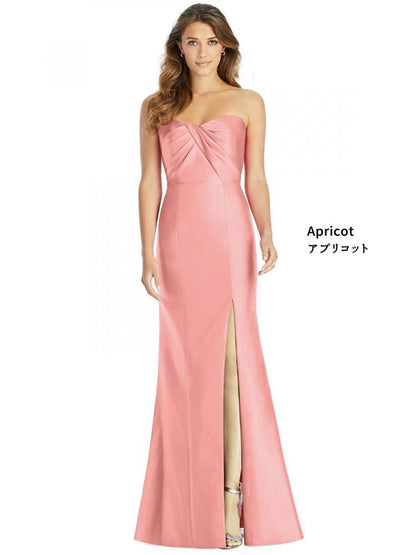 D762 サテンツイル スレンダー ロングドレス 41色 【結婚式 ブライズメイド アッシャー オーダーメイド】
