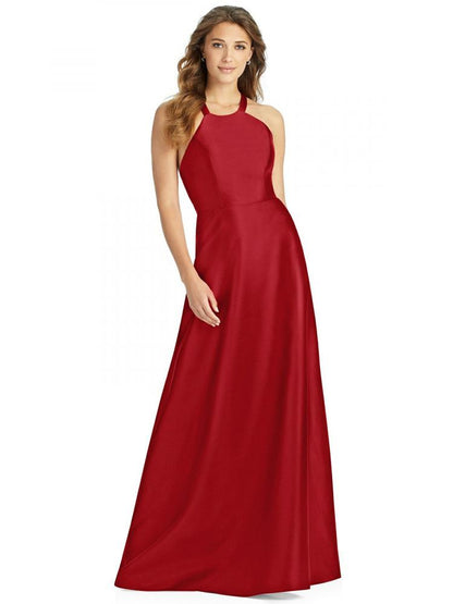 D763 サテンツイル クロスバック ブライズメイド ロングドレス 41色 【結婚式 ブライズメイド アッシャー オーダーメイド】