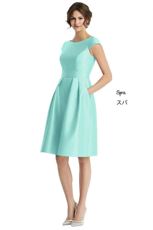 D766 サテンツイル ミディ丈 ブライズメイド ドレス 39色 【結婚式 ブライズメイド アッシャー オーダーメイド】