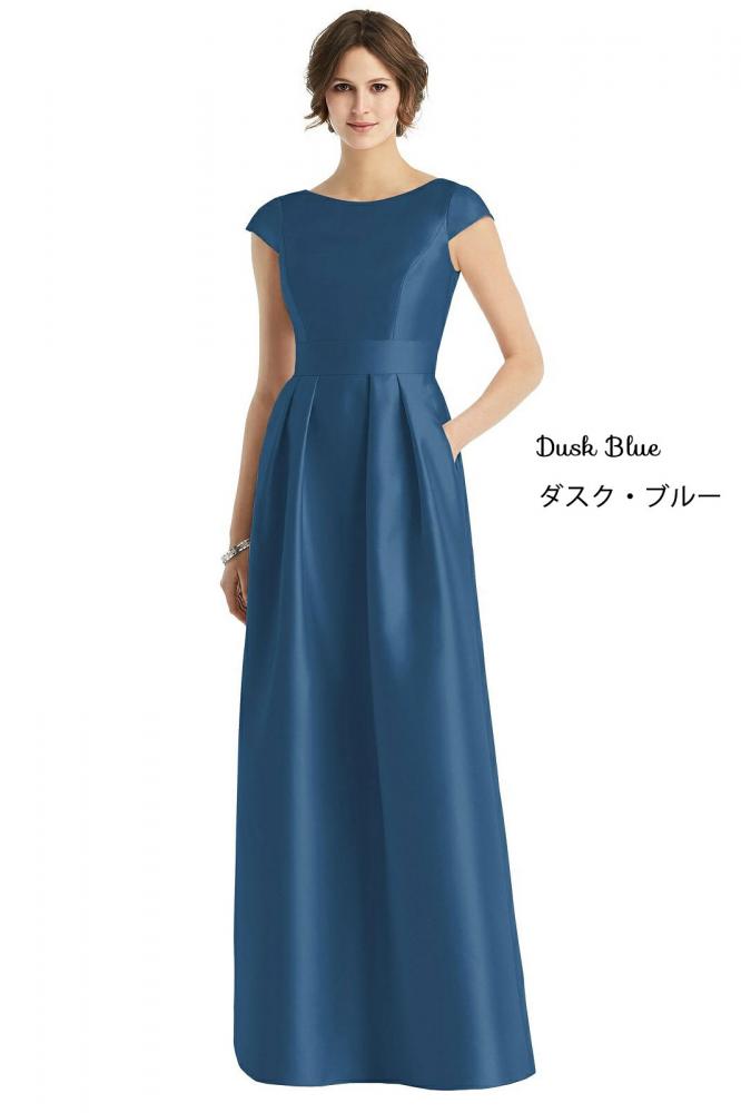 D767 サテンツイル 半袖 ブライズメイド ロングドレス 39色 【結婚式 ブライズメイド アッシャー オーダーメイド】
