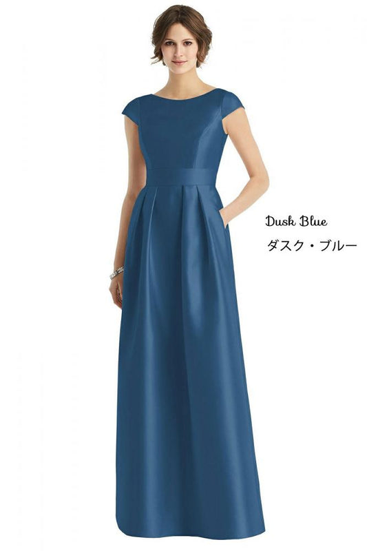 D767 サテンツイル 半袖 ブライズメイド ロングドレス 39色 【結婚式 ブライズメイド アッシャー オーダーメイド】