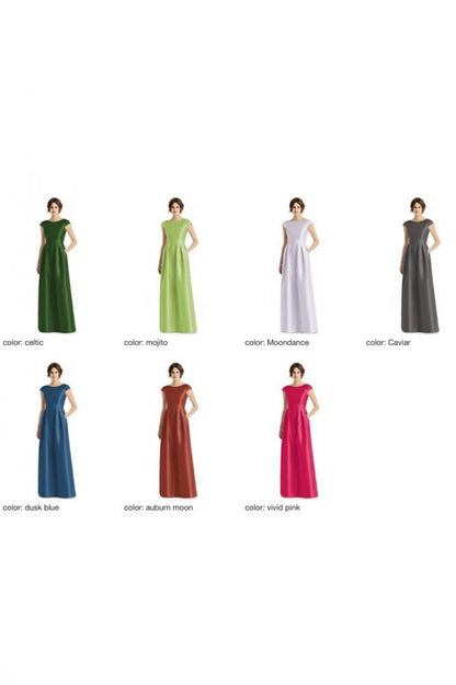 D767 サテンツイル 半袖 ブライズメイド ロングドレス 39色 【結婚式 ブライズメイド アッシャー オーダーメイド】