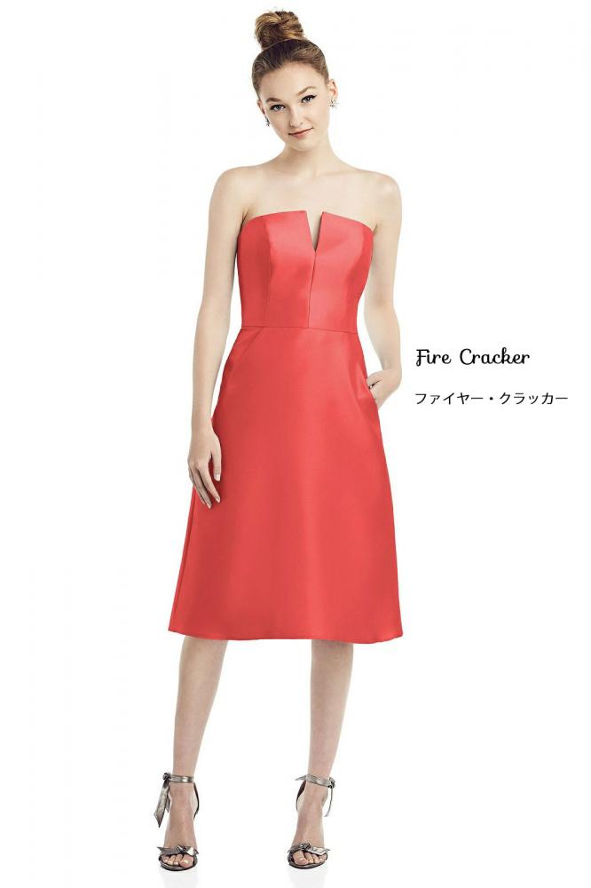 D775 サテンツイル ミディ丈 ブライズメイド ドレス 39色 【結婚式 ブライズメイド アッシャー オーダーメイド】