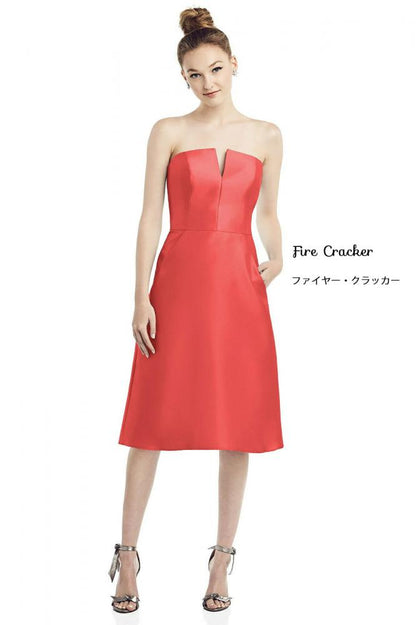 D775 サテンツイル ミディ丈 ブライズメイド ドレス 39色 【結婚式 ブライズメイド アッシャー オーダーメイド】