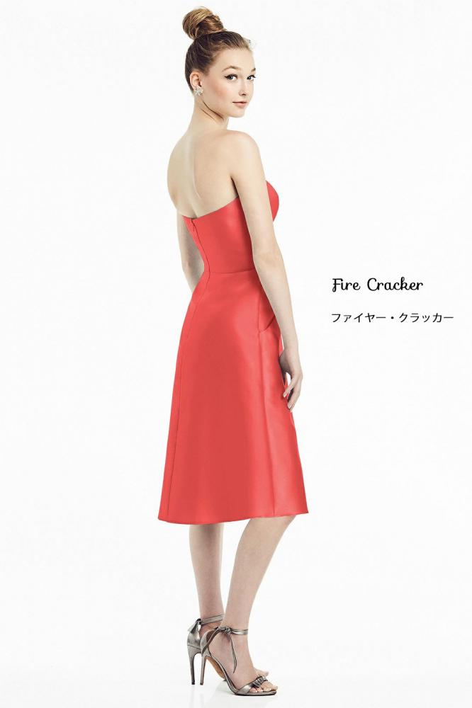 D775 サテンツイル ミディ丈 ブライズメイド ドレス 39色 【結婚式 ブライズメイド アッシャー オーダーメイド】