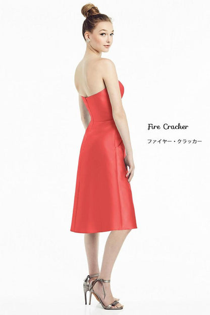 D775 サテンツイル ミディ丈 ブライズメイド ドレス 39色 【結婚式 ブライズメイド アッシャー オーダーメイド】