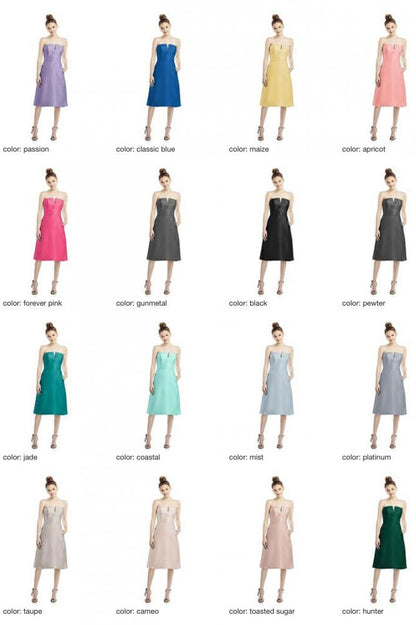 D775 サテンツイル ミディ丈 ブライズメイド ドレス 39色 【結婚式 ブライズメイド アッシャー オーダーメイド】