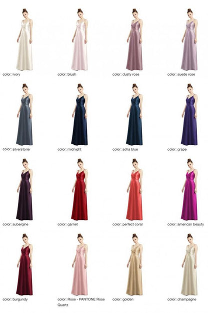 D776 サテンツイル ブライズメイド ロングドレス 39色 【結婚式 ブライズメイド アッシャー オーダーメイド】