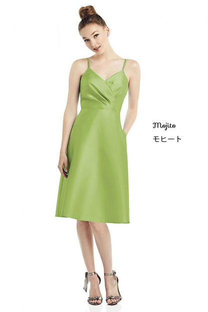 D777 サテンツイル ミディ丈 ブライズメイドドレス 39色 【結婚式 ブライズメイド アッシャー オーダーメイド】