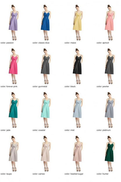 D777 サテンツイル ミディ丈 ブライズメイドドレス 39色 【結婚式 ブライズメイド アッシャー オーダーメイド】