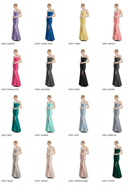 D787 サテンツイル ブライズメイド ロングドレス 39色 【結婚式 ブライズメイド アッシャー オーダーメイド】