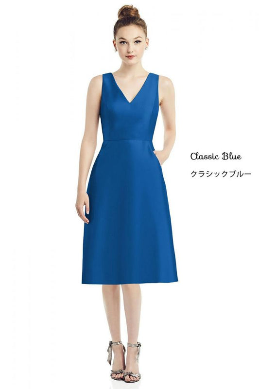 D789 サテンツイル ミディ丈 ブライズメイドドレス 39色 【結婚式 ブライズメイド アッシャー オーダーメイド】