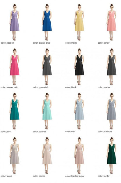 D789 サテンツイル ミディ丈 ブライズメイドドレス 39色 【結婚式 ブライズメイド アッシャー オーダーメイド】