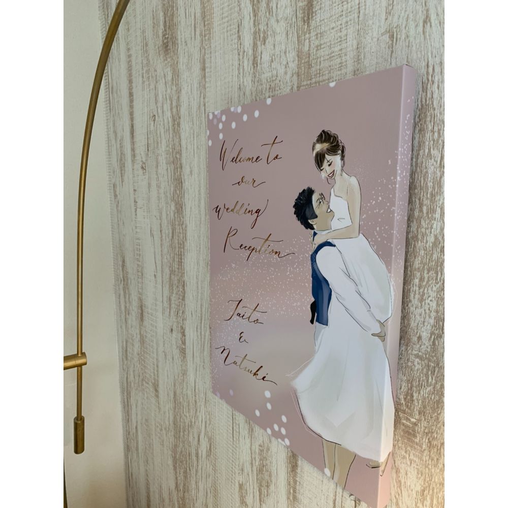 幸せな2人のイラストウェルカムボード 【結婚式 ウェルカムボード オーダーメイド】