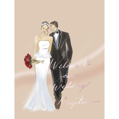 幸せな2人のイラストウェルカムボード 【結婚式 ウェルカムボード オーダーメイド】