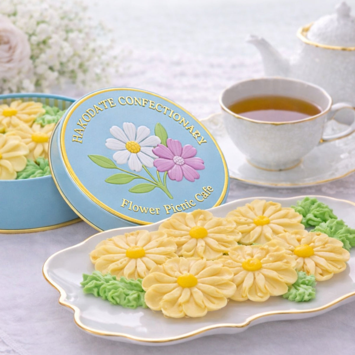 お花のぼうろ3缶セット(マーガレット)白餡