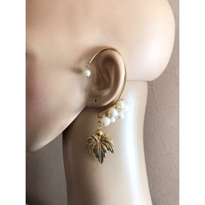 じゃらじゃら淡水パールのイヤーフック 【結婚式 ピアス イヤリング】