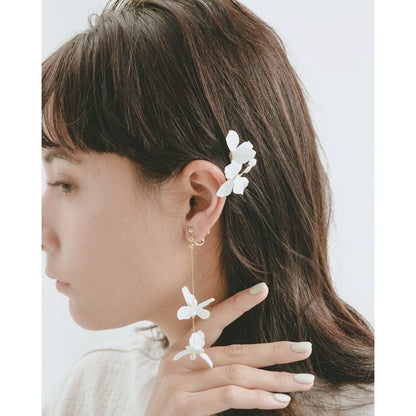 white flower double【結婚式　ピアス　イヤリング】