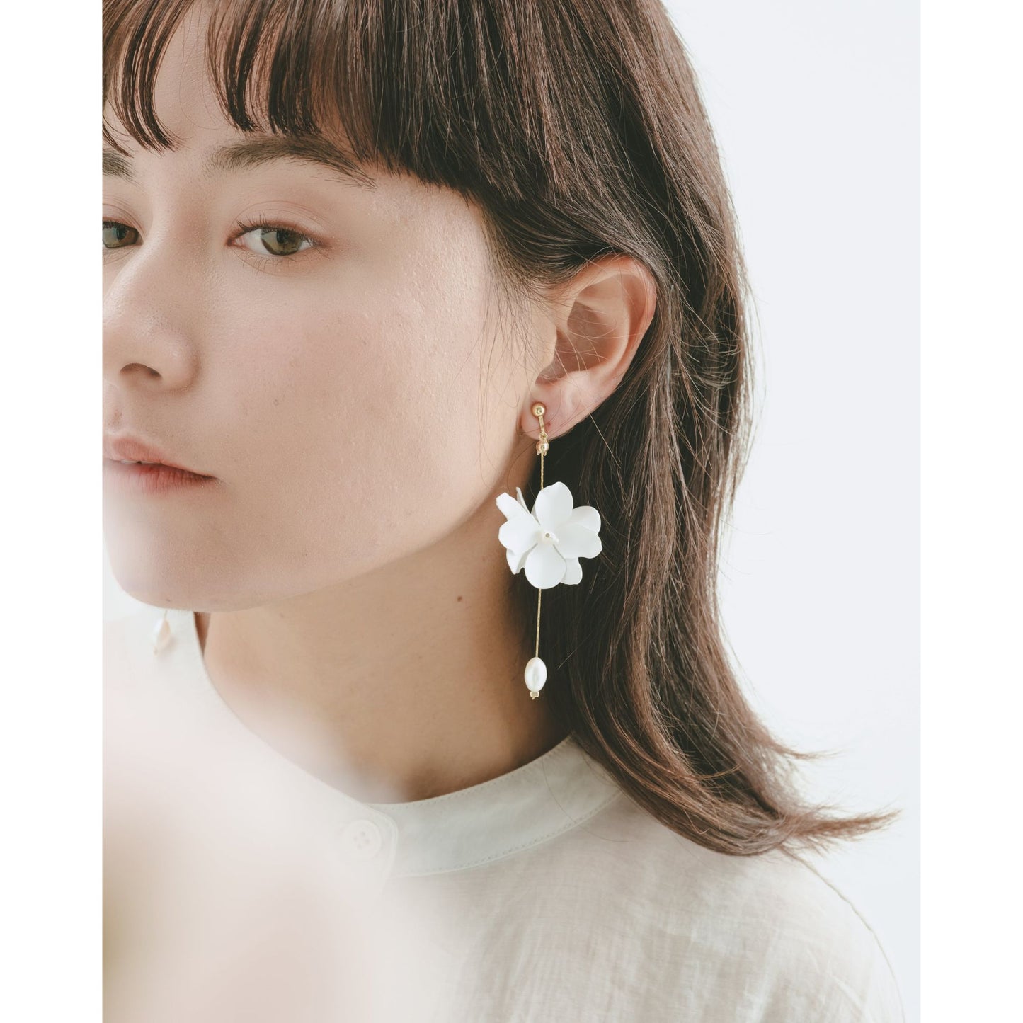 white flower pearl【結婚式　ピアス　イヤリング】