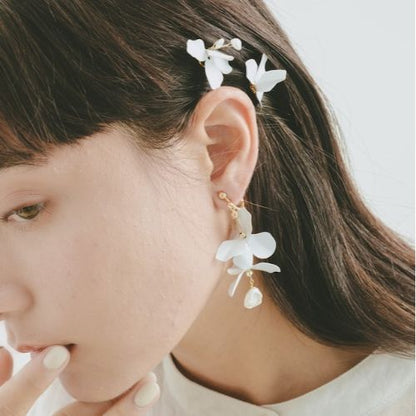 white flower pin 5本set【結婚式　ヘアアクセアリー】