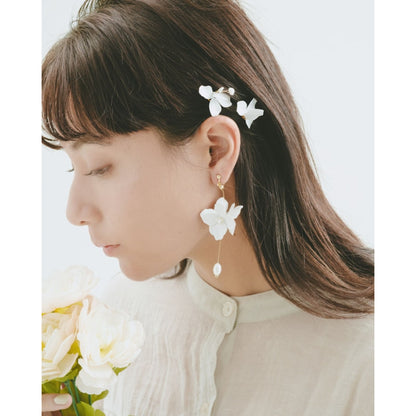 white flower pin 5本set【結婚式　ヘアアクセアリー】