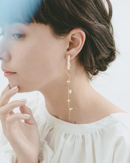 gold oval pearl hoop【結婚式 ピアス イヤリング】