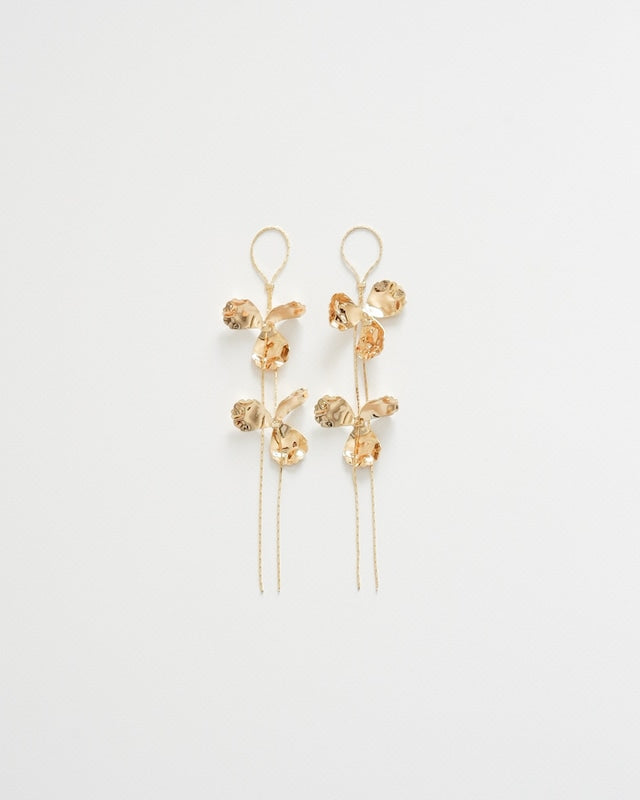 gold flower chain【結婚式 ピアス イヤリング】