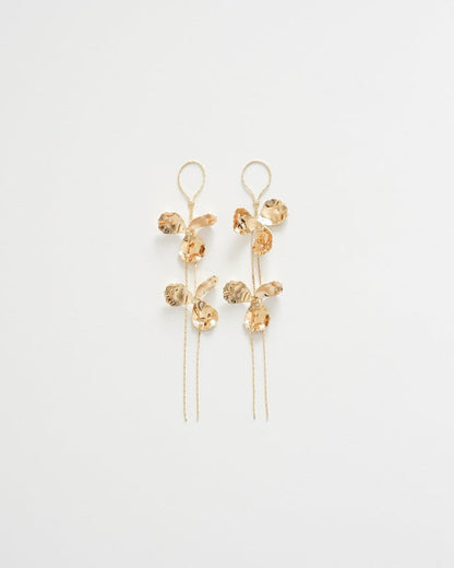 gold flower chain【結婚式 ピアス イヤリング】