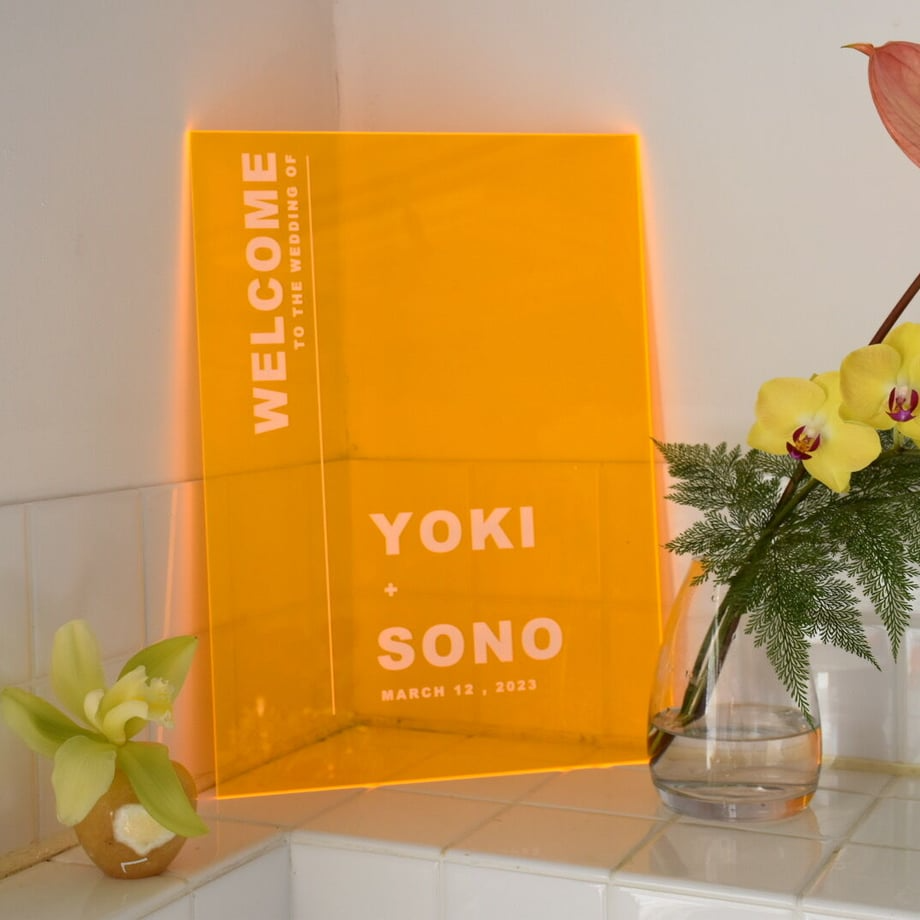 NEON orange A3 【結婚式 ウェルカムボード オーダーメイド】