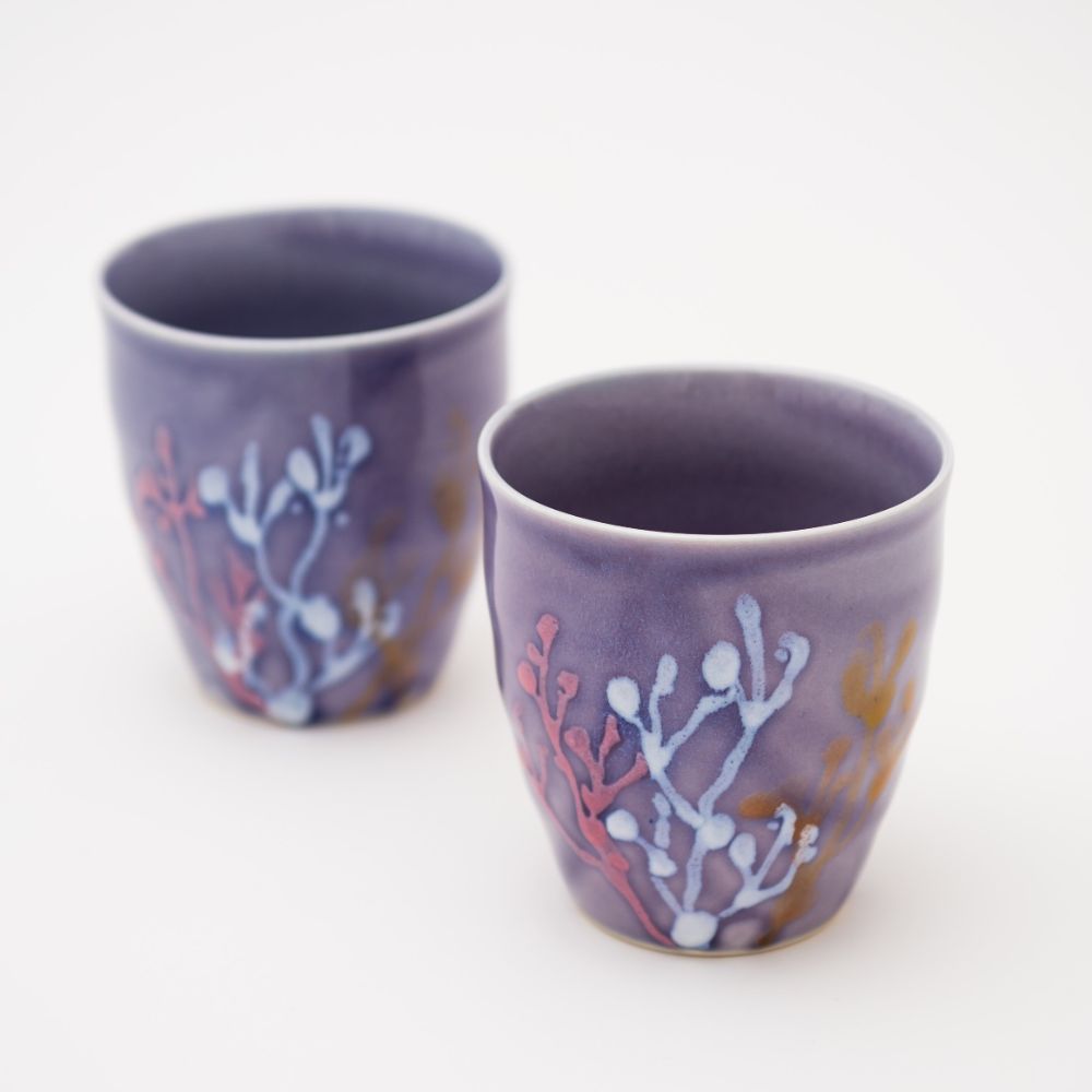 沖縄の海と縁起の良い珊瑚タンブラーペア/紅掛空色【結婚式 引き出物・ギフト】