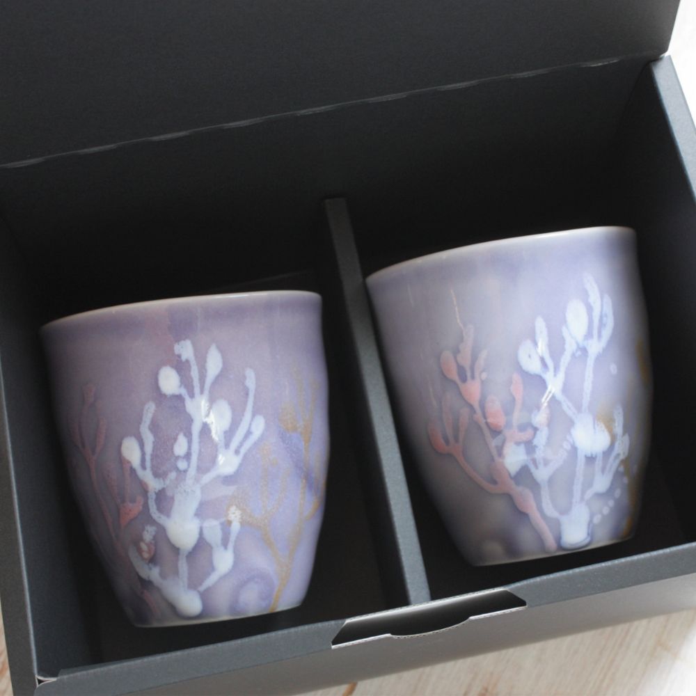 沖縄の海と縁起の良い珊瑚タンブラーペア/紅掛空色【結婚式 引き出物・ギフト】