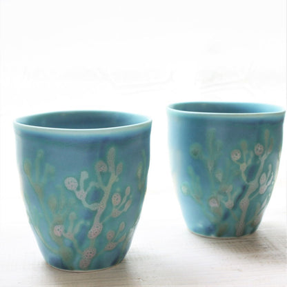 沖縄の海のと縁起の良い珊瑚タンブラーペア/水色【結婚式 引き出物・ギフト】