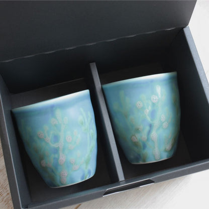 沖縄の海のと縁起の良い珊瑚タンブラーペア/水色【結婚式 引き出物・ギフト】