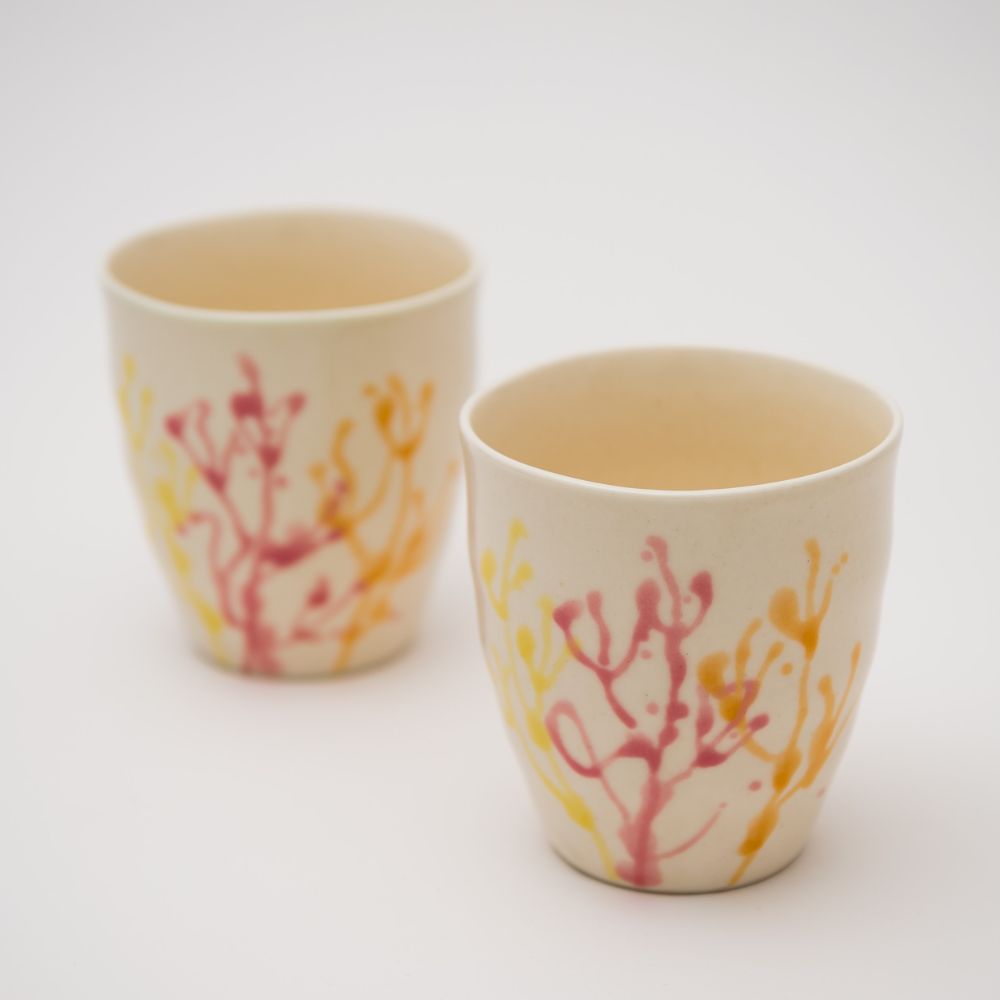 沖縄の海と縁起の良い珊瑚タンブラーペア/純白【結婚式 引き出物・ギフト】