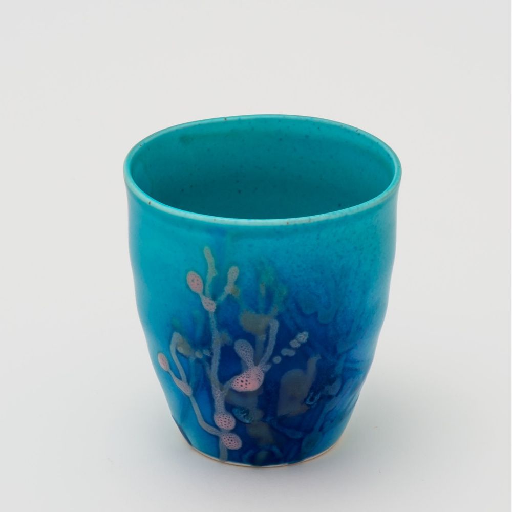 沖縄の海と縁起の良い珊瑚タンブラーペア/瑠璃紺 【結婚式 ギフト
