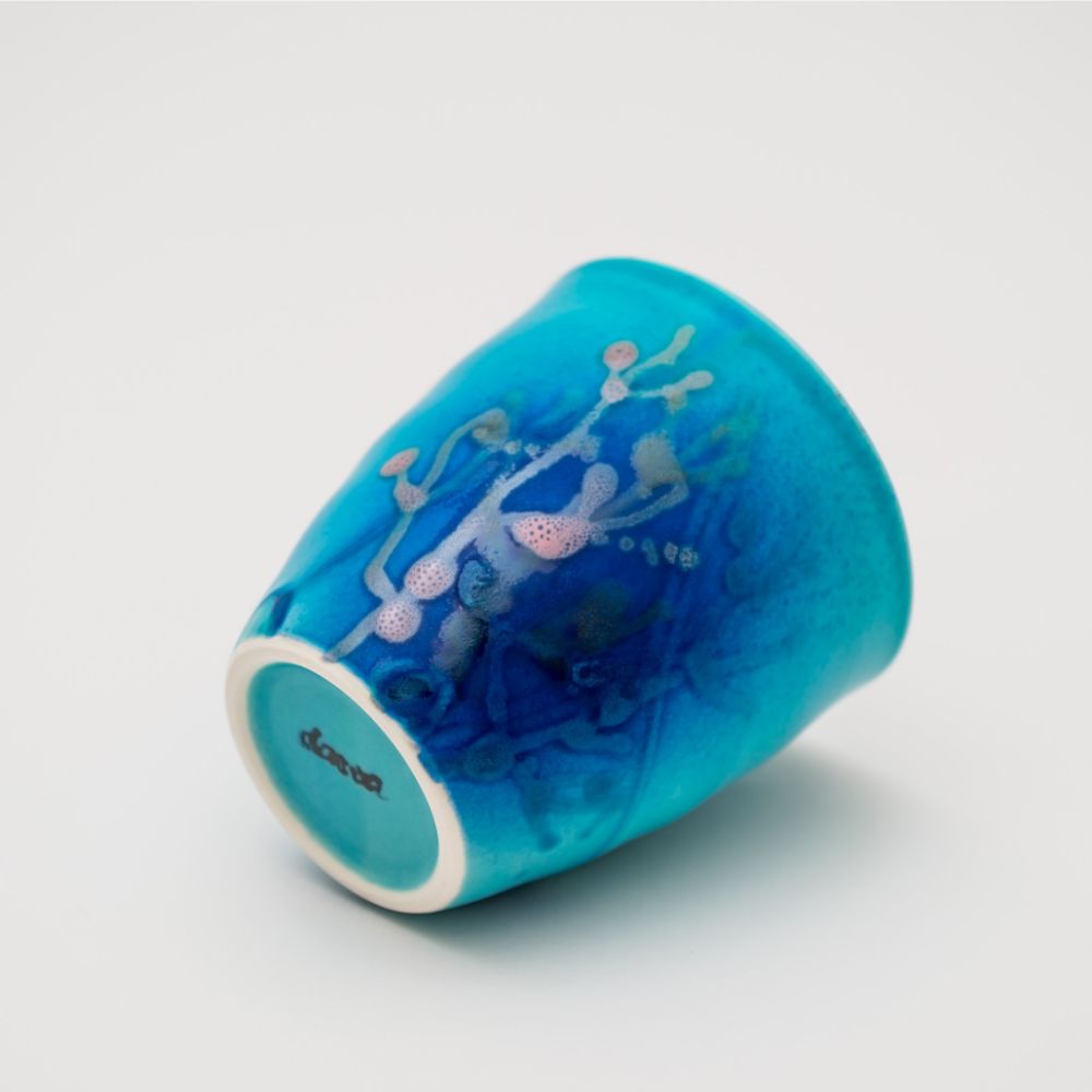 沖縄の海と縁起の良い珊瑚タンブラーペア/瑠璃紺 【結婚式 ギフト 引き出物 食器類】