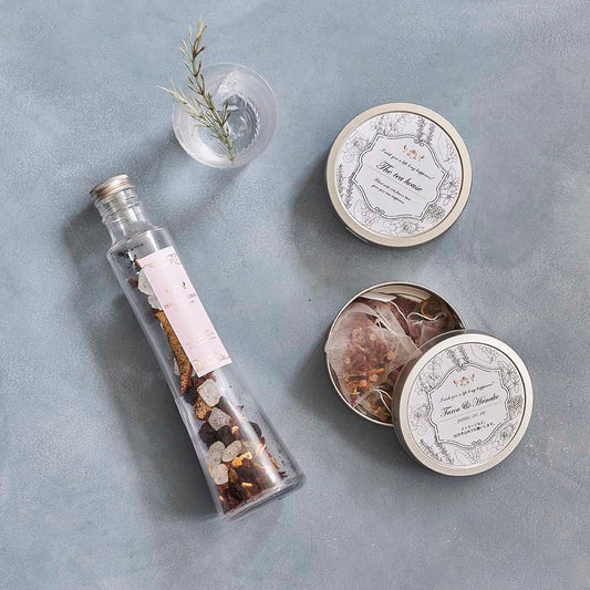 ハーブギフト 手作りハーブカクテルキット アサイー&ローズヒップ+ハーブティー2缶 【結婚式 ギフト 食品 引き菓子】