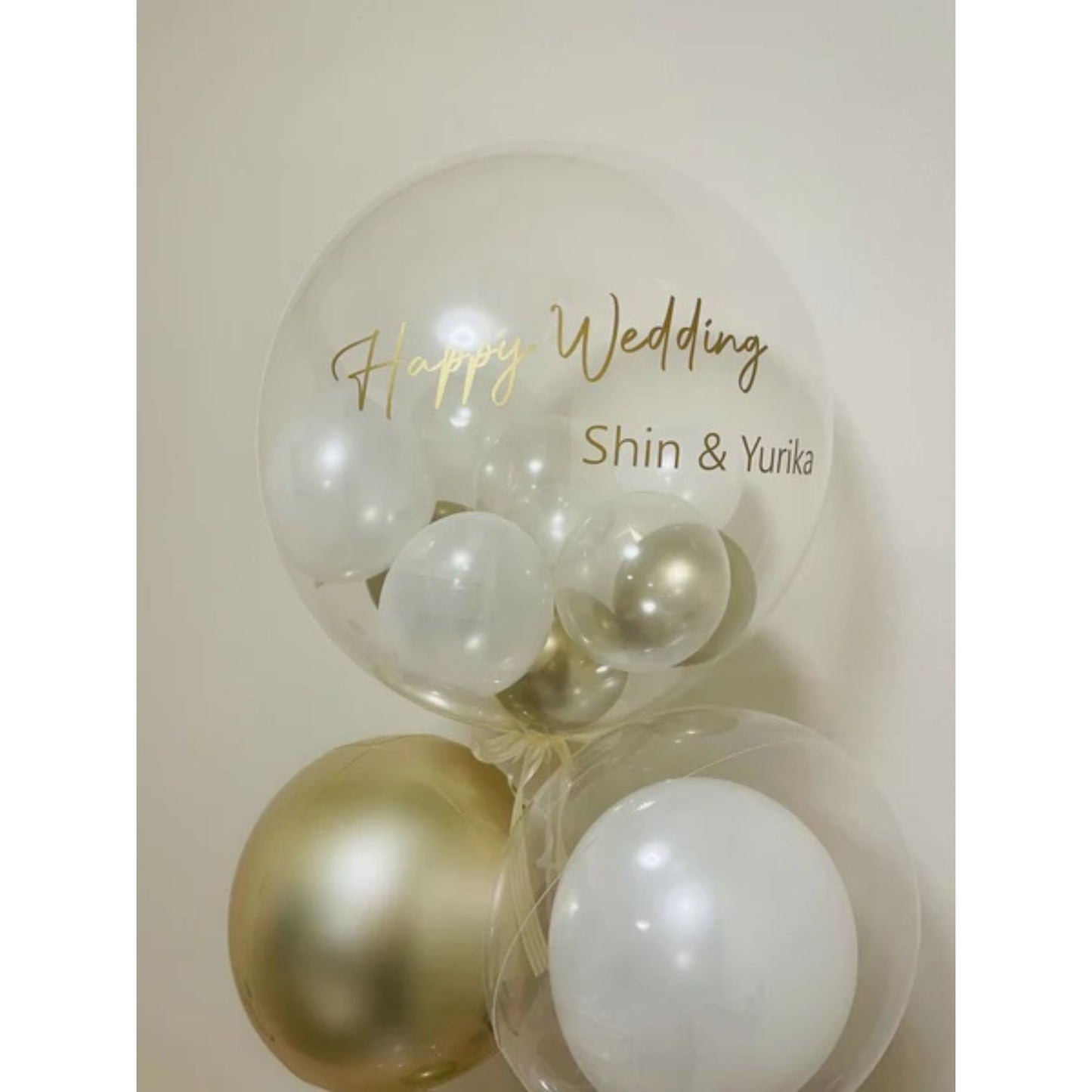 【バルーン装飾】bubble bouquet(white×gold)　【結婚式　ウェルカムグッズ　バルーン　オーダーメイド】