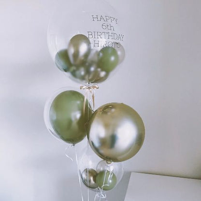 【バルーン装飾】bubble bouquet(olive×gold)　【結婚式　ウェルカムグッズ　バルーン　オーダーメイド】