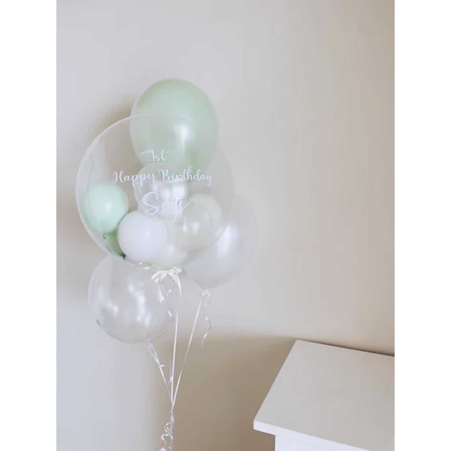 【バルーン装飾】bubble bouquet(mint green)　【結婚式　ウェルカムグッズ　バルーン　オーダーメイド】