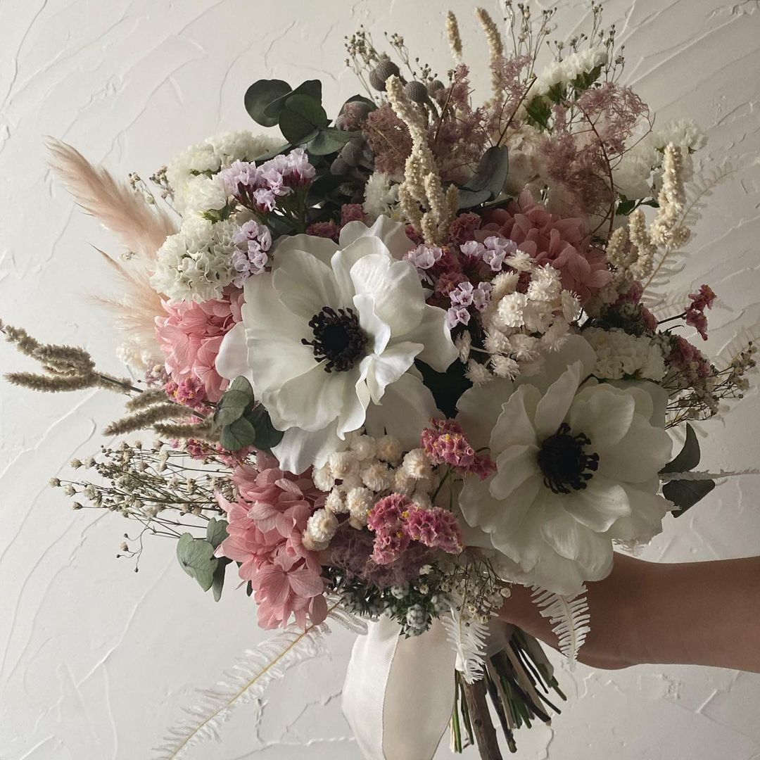 【ドライフラワー】dryroundBouquet 【結婚式 フラワー ドライフラワー ブーケ ブートニア オーダーメイド】