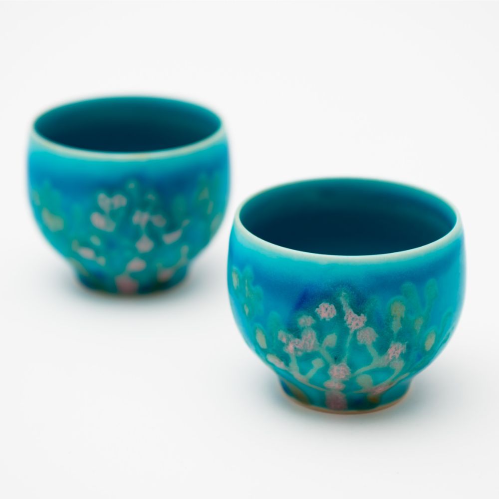 沖縄の海と縁起の珊瑚ボウルペア/スカイブルー 【結婚式 ギフト 引き出物 食器類】