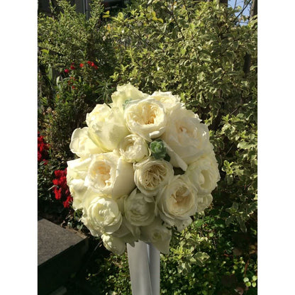 【生花】グリーン×ホワイト ラウンドブーケ 【結婚式 フラワー 生花 ブーケ ブートニア オーダーメイド】