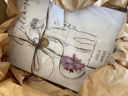 welcomeボード(似顔絵×ドライフラワー) 【41cm×31.8cm/オリジナル】 【結婚式 ウェルカムボード】