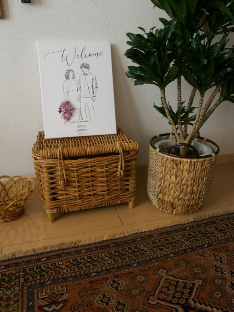 welcomeボード(似顔絵×ドライフラワー) 【41cm×31.8cm/オリジナル】 【結婚式 ウェルカムボード】