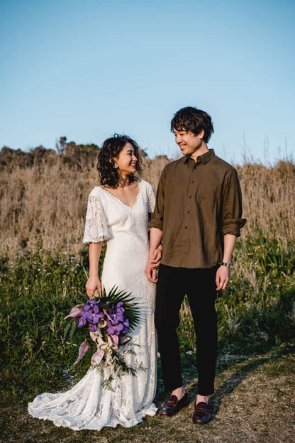 welcomeボード(似顔絵×ドライフラワー) 【41cm×31.8cm/オリジナル】 【結婚式 ウェルカムボード】