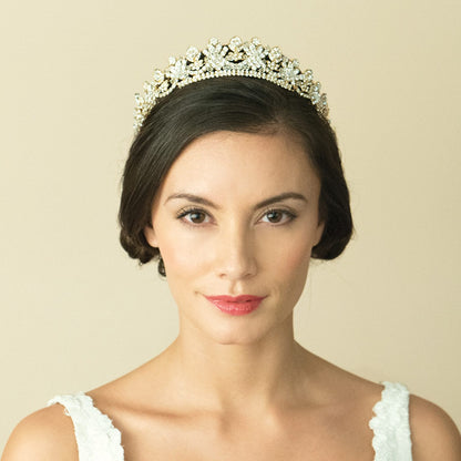 【レンタル】Ivory & Co. アイボリー・アンド・コー Francesca フランチェスカ ブライダルティアラ クリスタル ゴールド 結婚式 アクセサリー (IC-T16-R)【結婚式　アクセサリー　ティアラ　ヘッドドレス　ヘアアクセサリー】