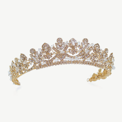 【レンタル】Ivory & Co. アイボリー・アンド・コー Francesca フランチェスカ ブライダルティアラ クリスタル ゴールド 結婚式 アクセサリー (IC-T16-R)【結婚式　アクセサリー　ティアラ　ヘッドドレス　ヘアアクセサリー】